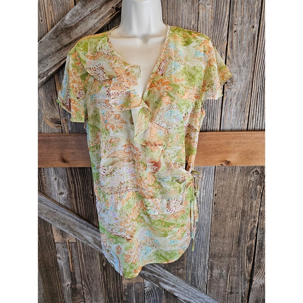 Lane Bryant semi Sheer metallic hints wrap size 14/16W casual ^